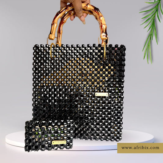 Large Black Handbag with Card Holder - Zaria The Exec