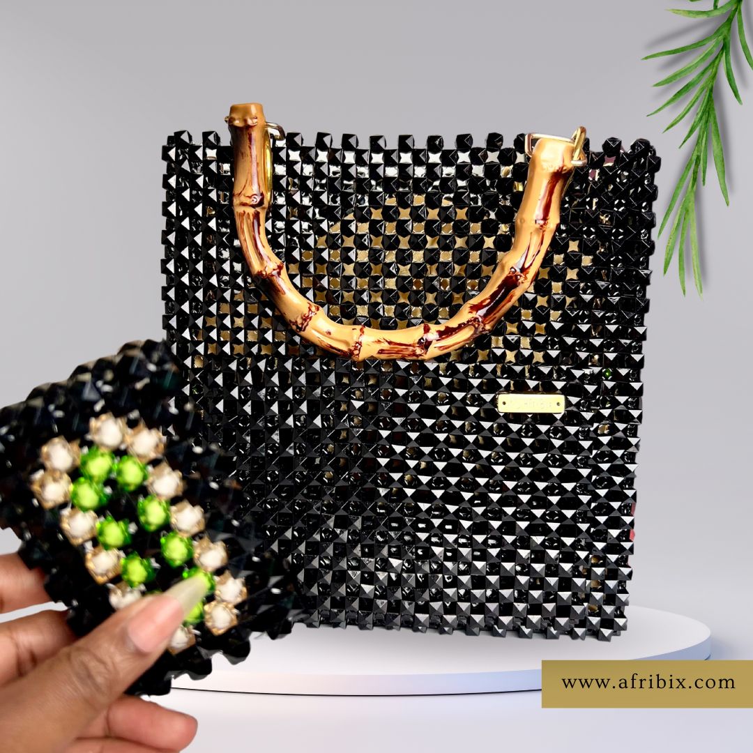 Large Black Handbag with Card Holder - Zaria The Exec