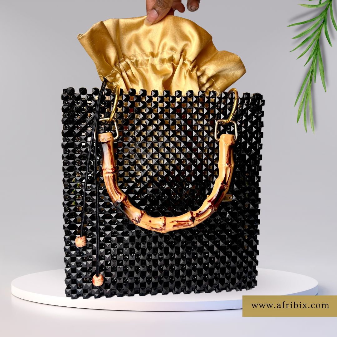 Large Black Handbag with Card Holder - Zaria The Exec