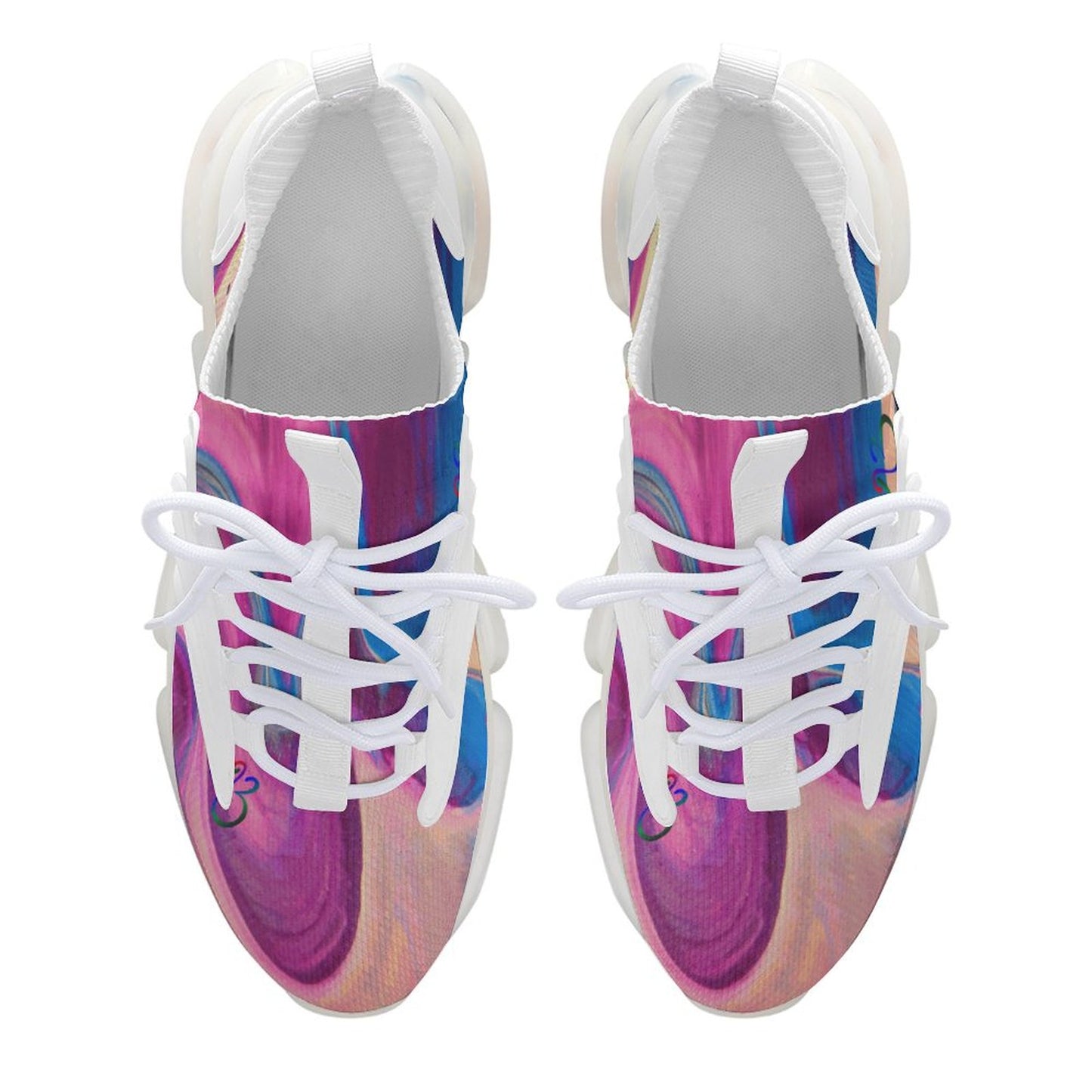 Pink Marble Print Unisex Mesh Sneakers Elastic Running Shoes