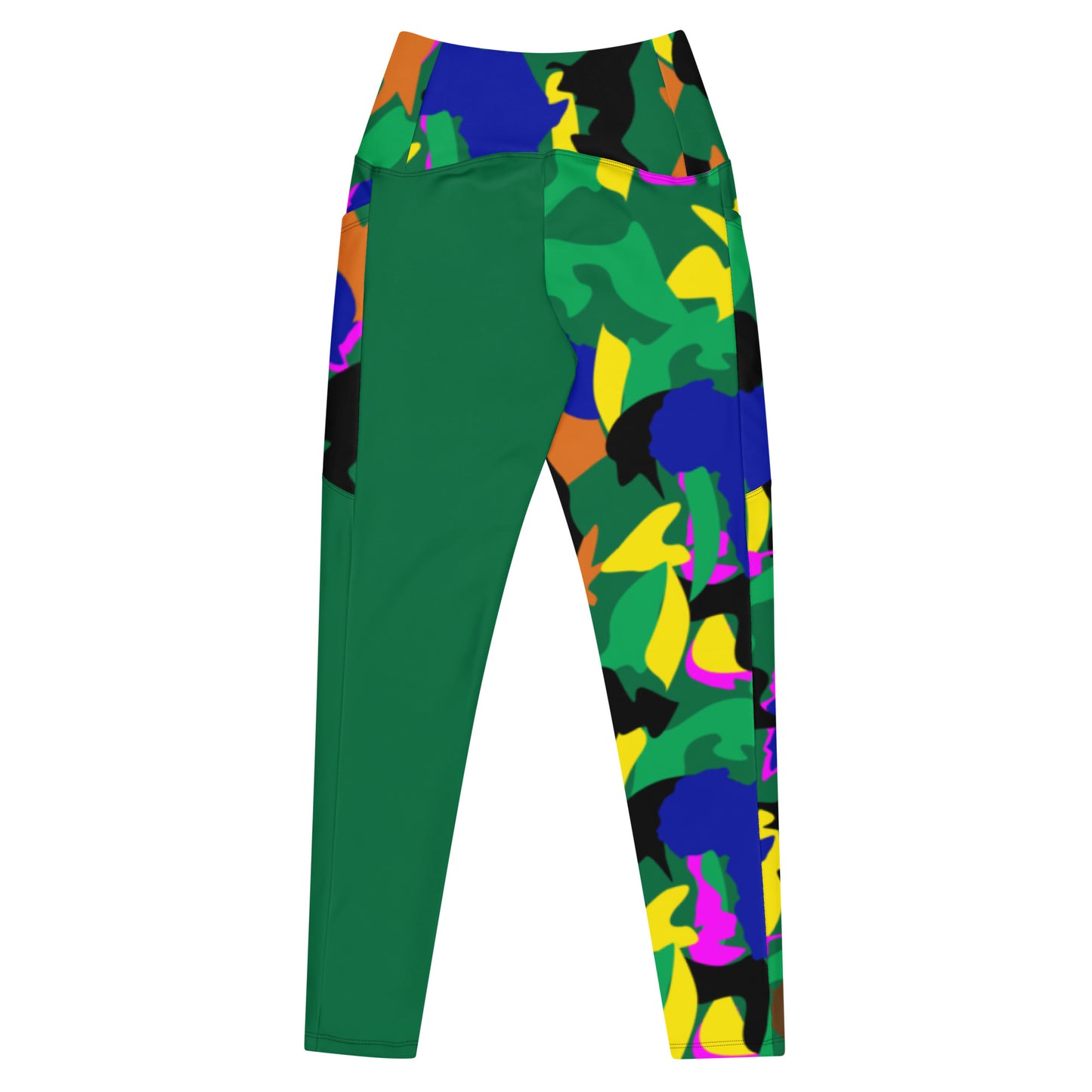 AfriBix Green Camouflage High Waist Crossover leggings with pockets