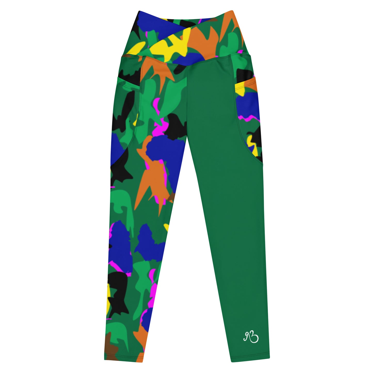 AfriBix Green Camouflage High Waist Crossover leggings with pockets