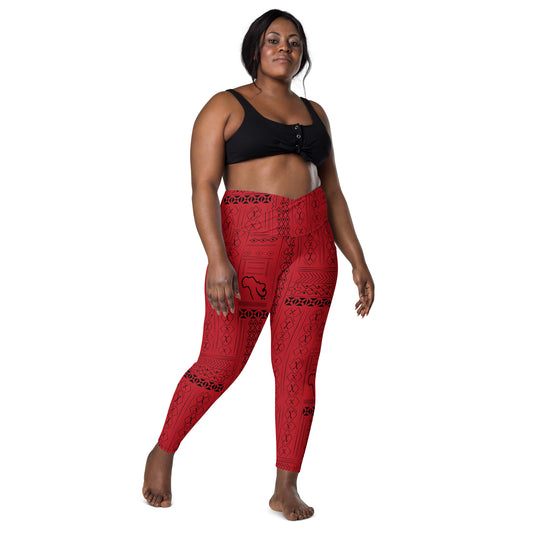 AfriBix Tribal Print High-waist Crossover leggings with pockets