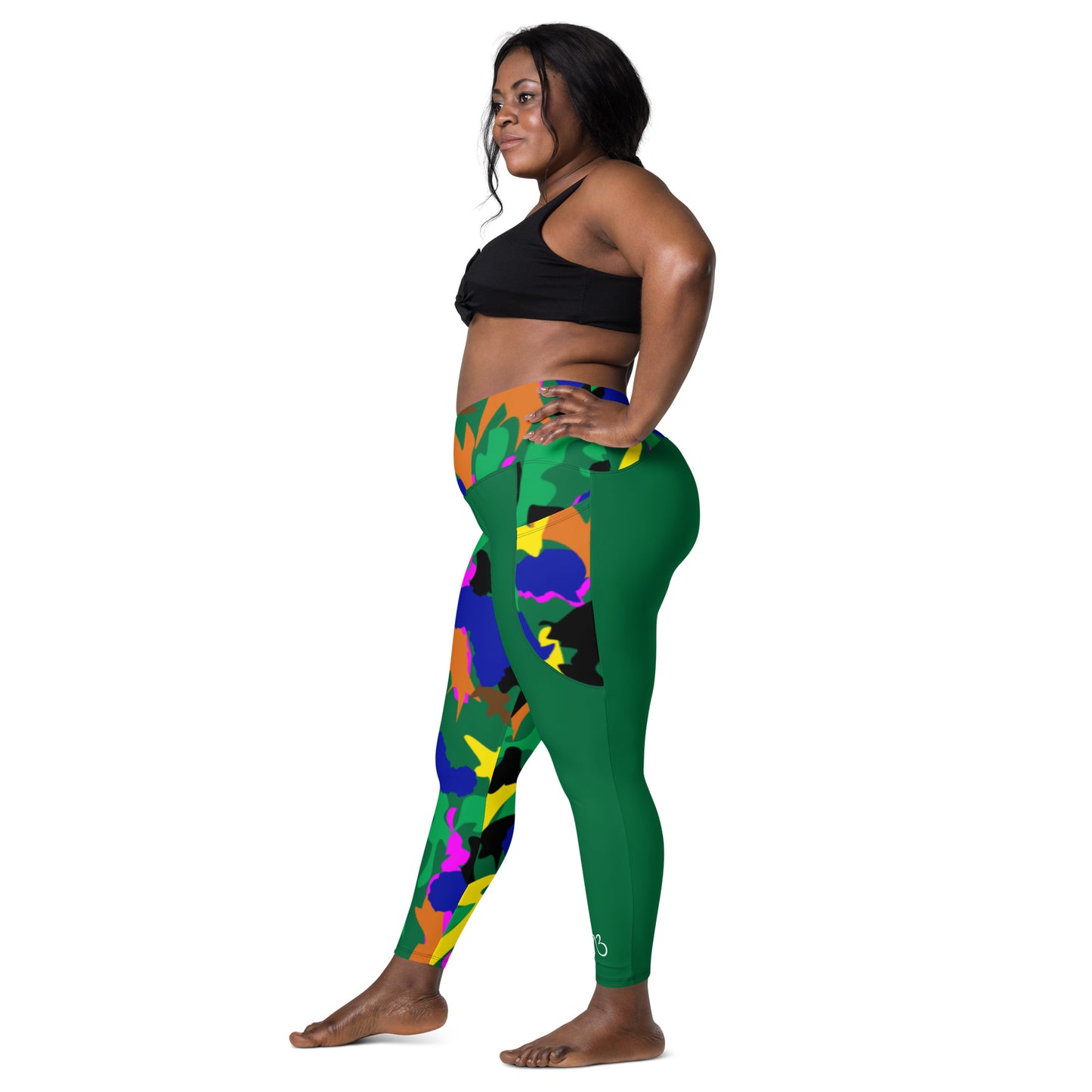 AfriBix Green Camouflage High Waist Crossover leggings with pockets