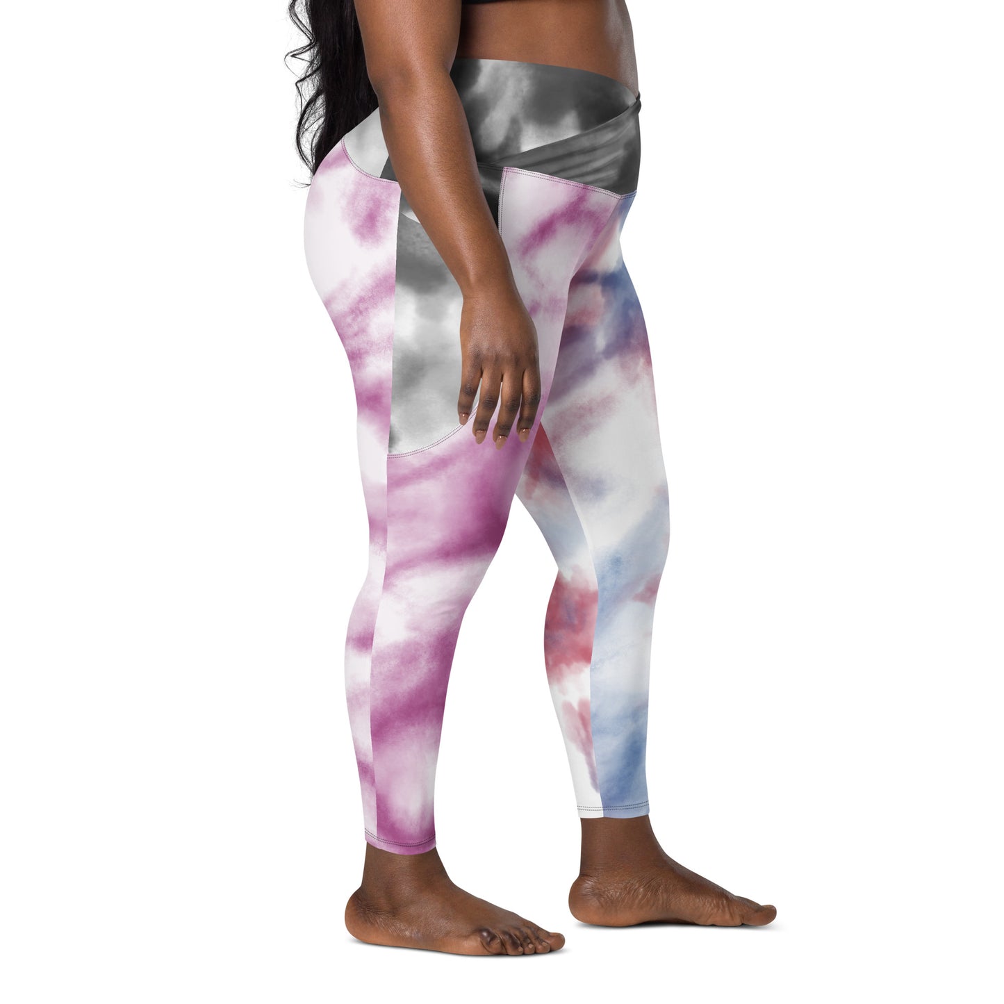 Tie and Dye High-waist Crossover leggings with pockets - fusion