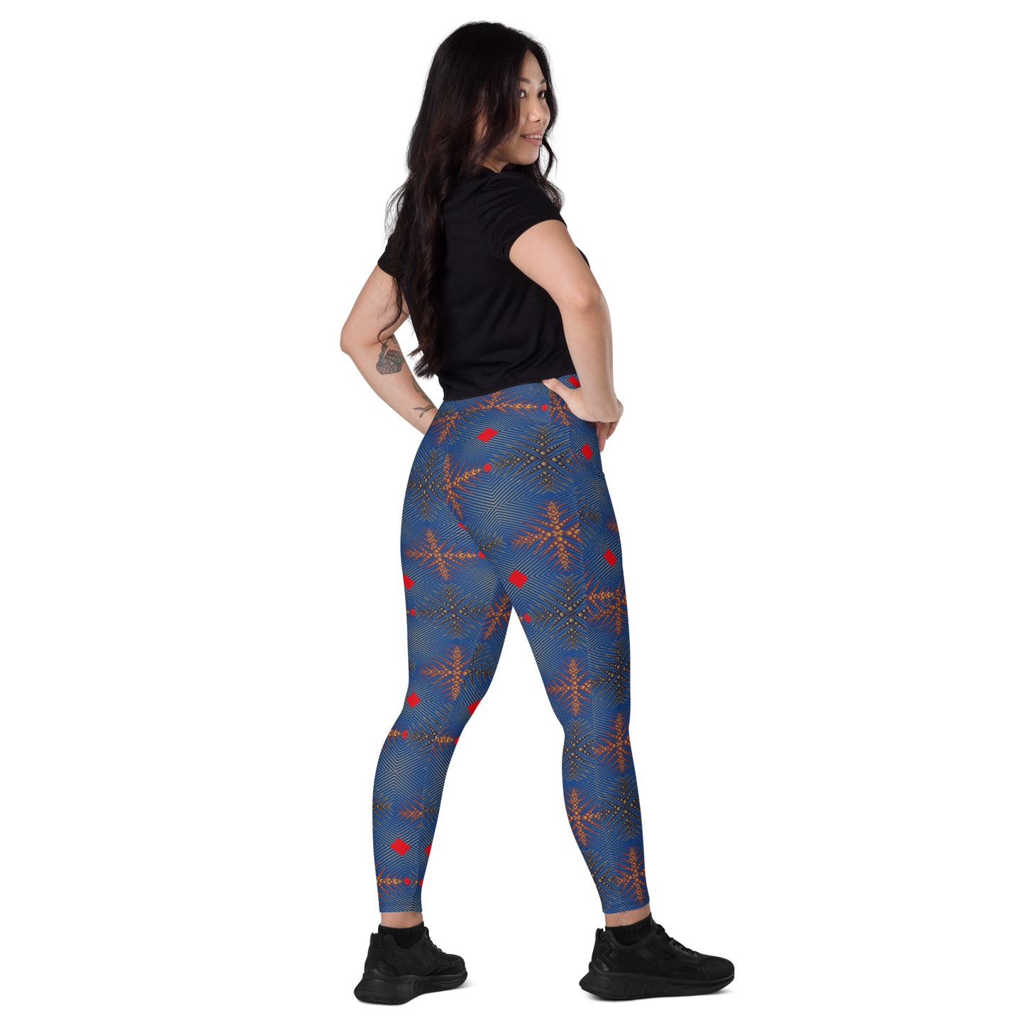 AfriBix Ankara High Waist Crossover leggings with pockets