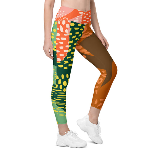 AfriBix Vibrant High-waist Crossover leggings with pockets