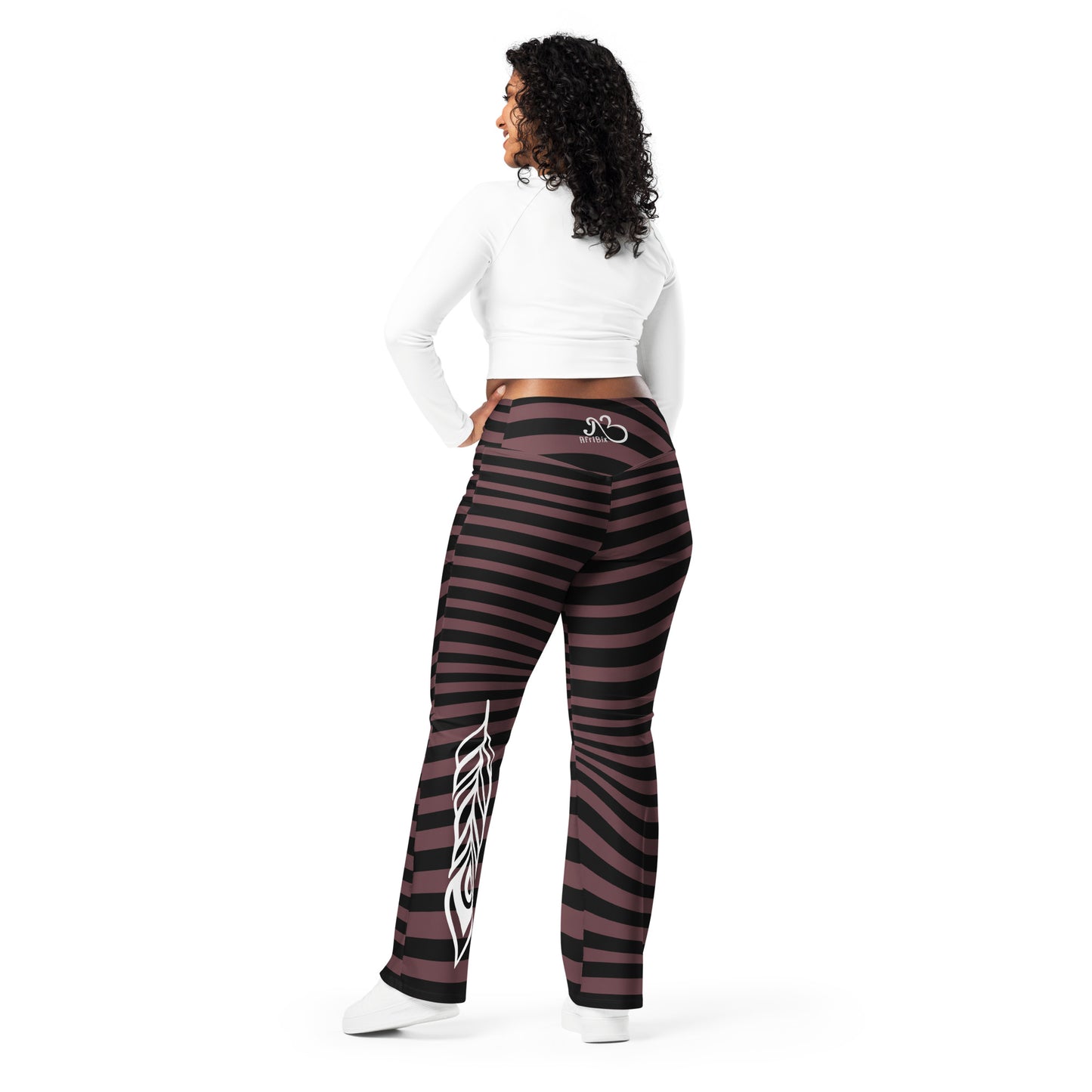 Black and Brown High Waist Flare leggings