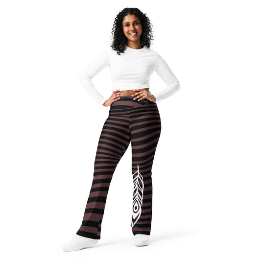 Black and Brown High Waist Flare leggings