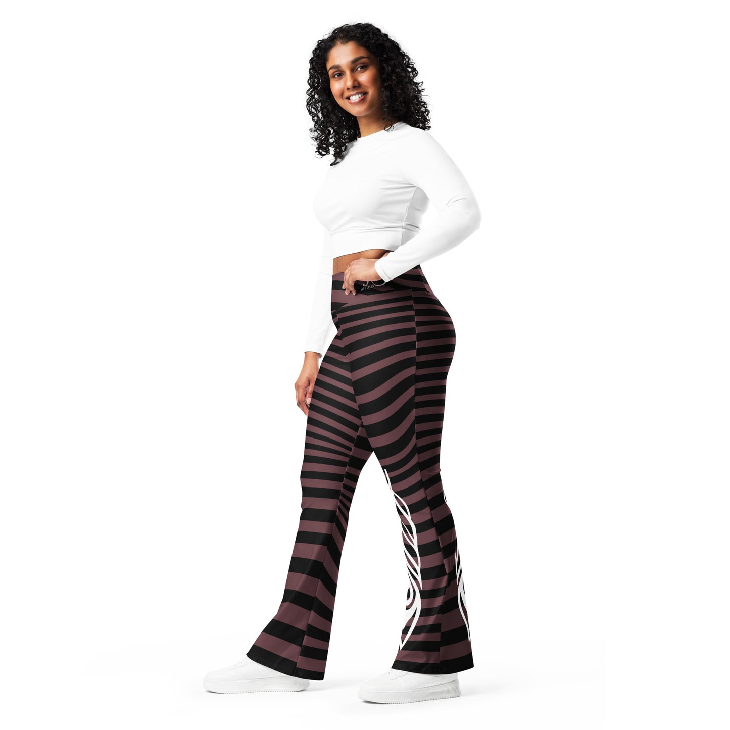 Black and Brown High Waist Flare leggings