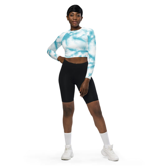 Blue Tie and Dye Recycled long-sleeve crop top
