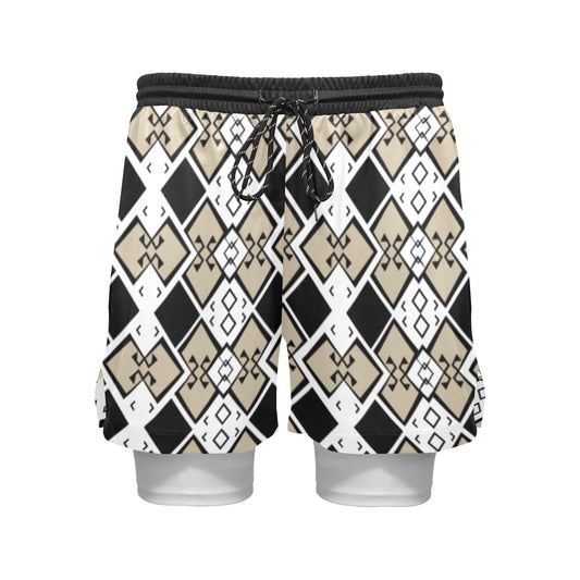 Aztec Print Men’s Sports Shorts with insert white tights