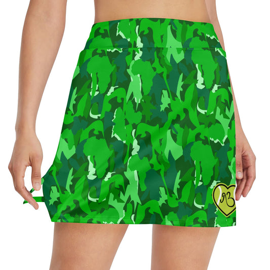 AfriBix Green Camo Tennis and Golf Women's Skort Skirt with Pockets