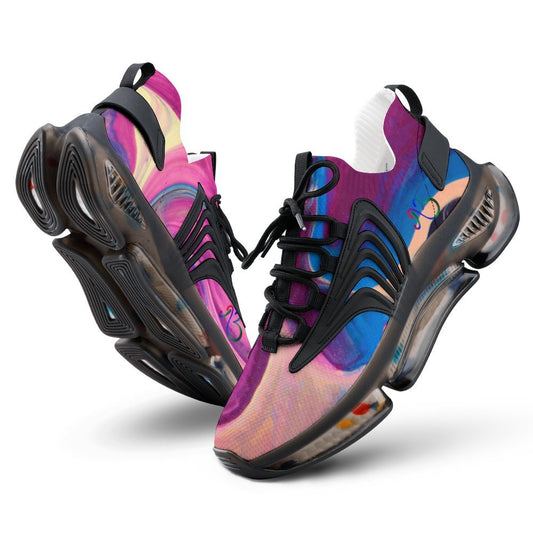 Pink Marble Print Unisex Mesh Sneakers Elastic Running Shoes
