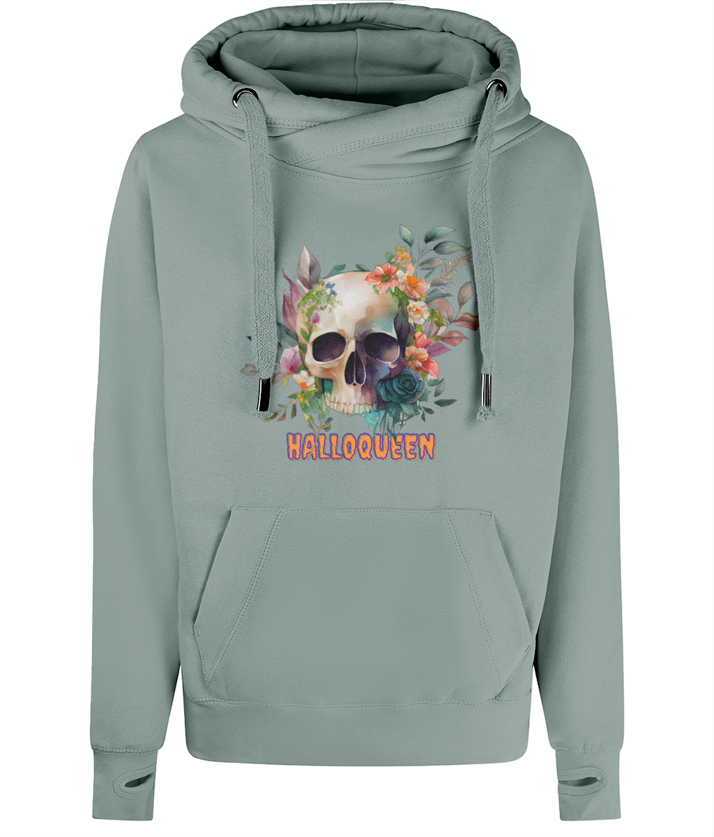 Unisex Halloween Skull Quote Cross Neck Hoodie