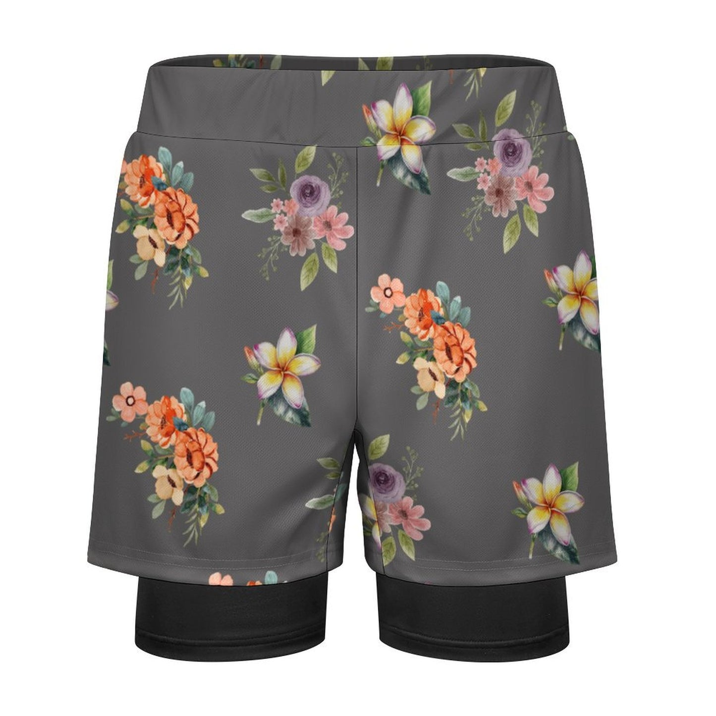 Floral Men's Athletic Shorts with inner tights