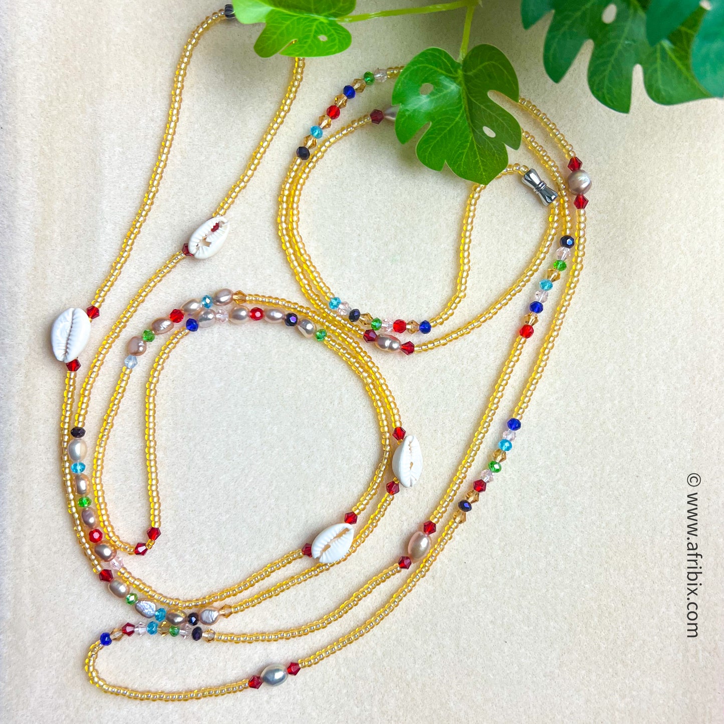 Royal Pearl and Cowrie Gold Belly Chain Waistbead - two piece