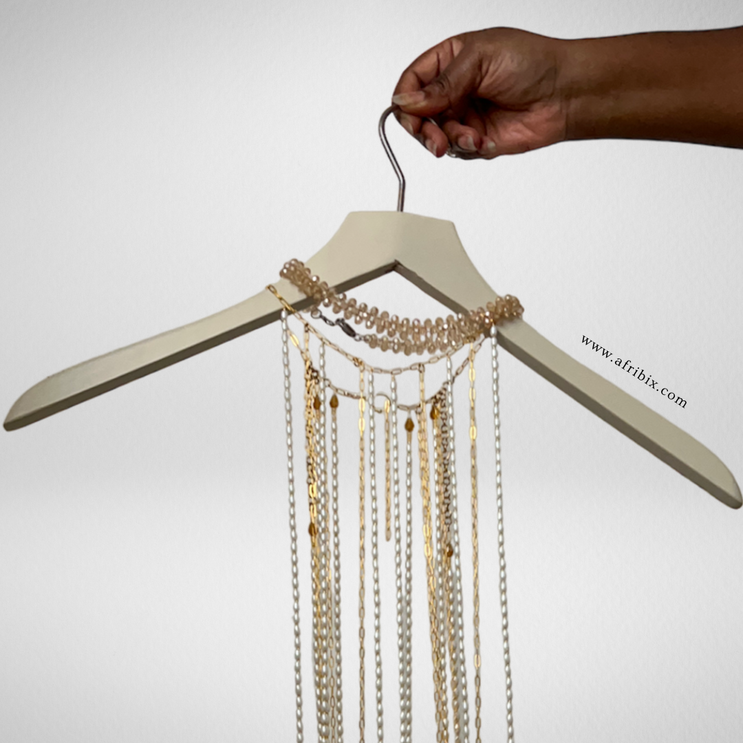 AfriBix Gold Body Chain Harness Necklace with draped pearls - Daisy