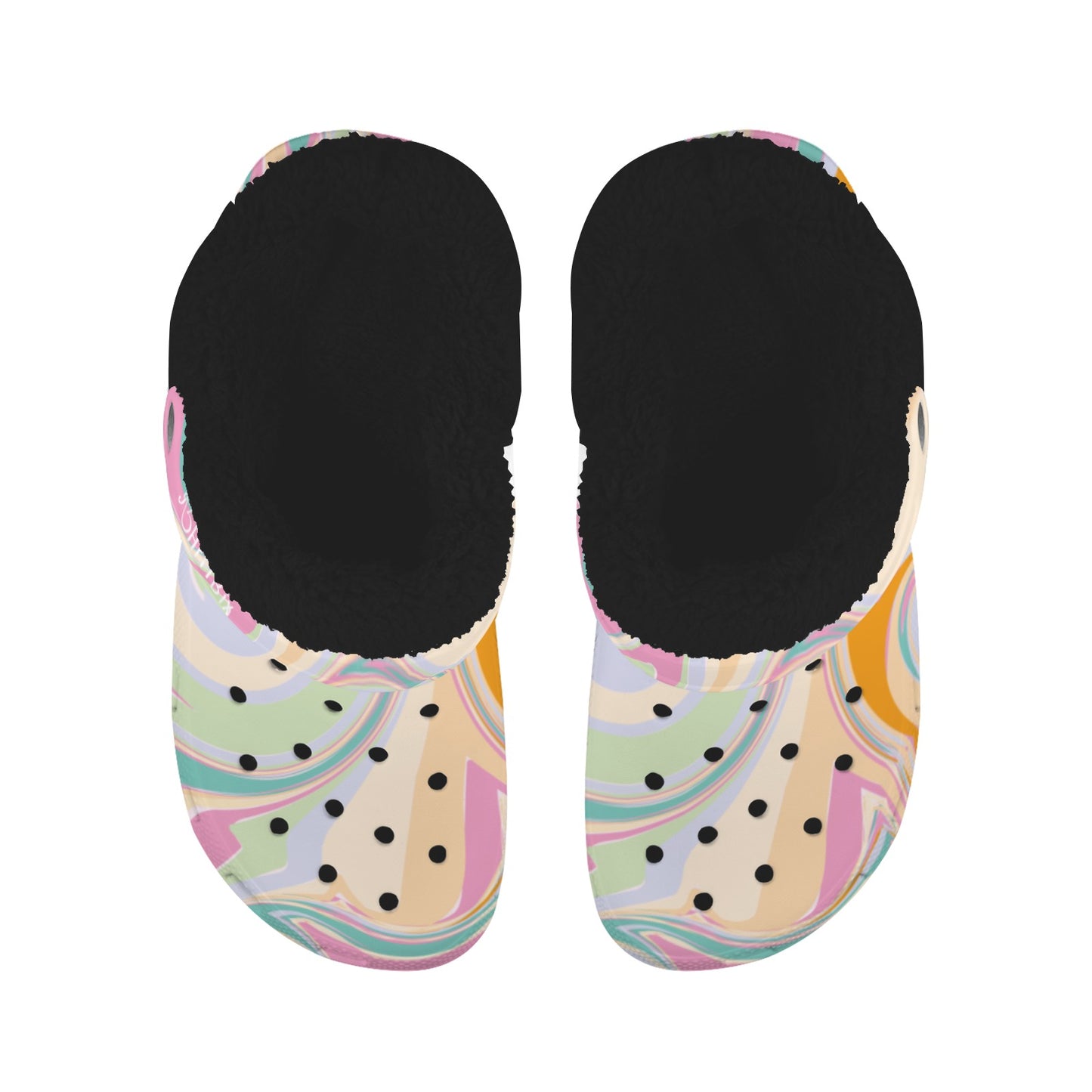 Pink Marble Print Fleece Lined Unisex Clogs