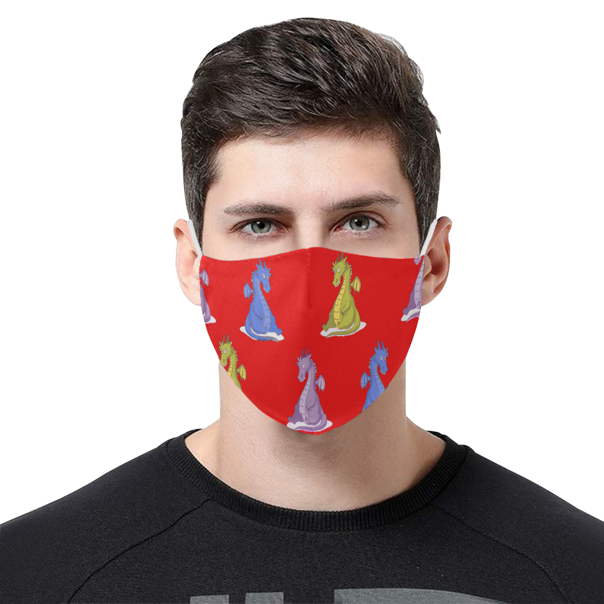 Happy Dragon Cotton Fabric Face Mask with Filter Slot & Adjustable Strap - Non-medical use (2 Filters Included)