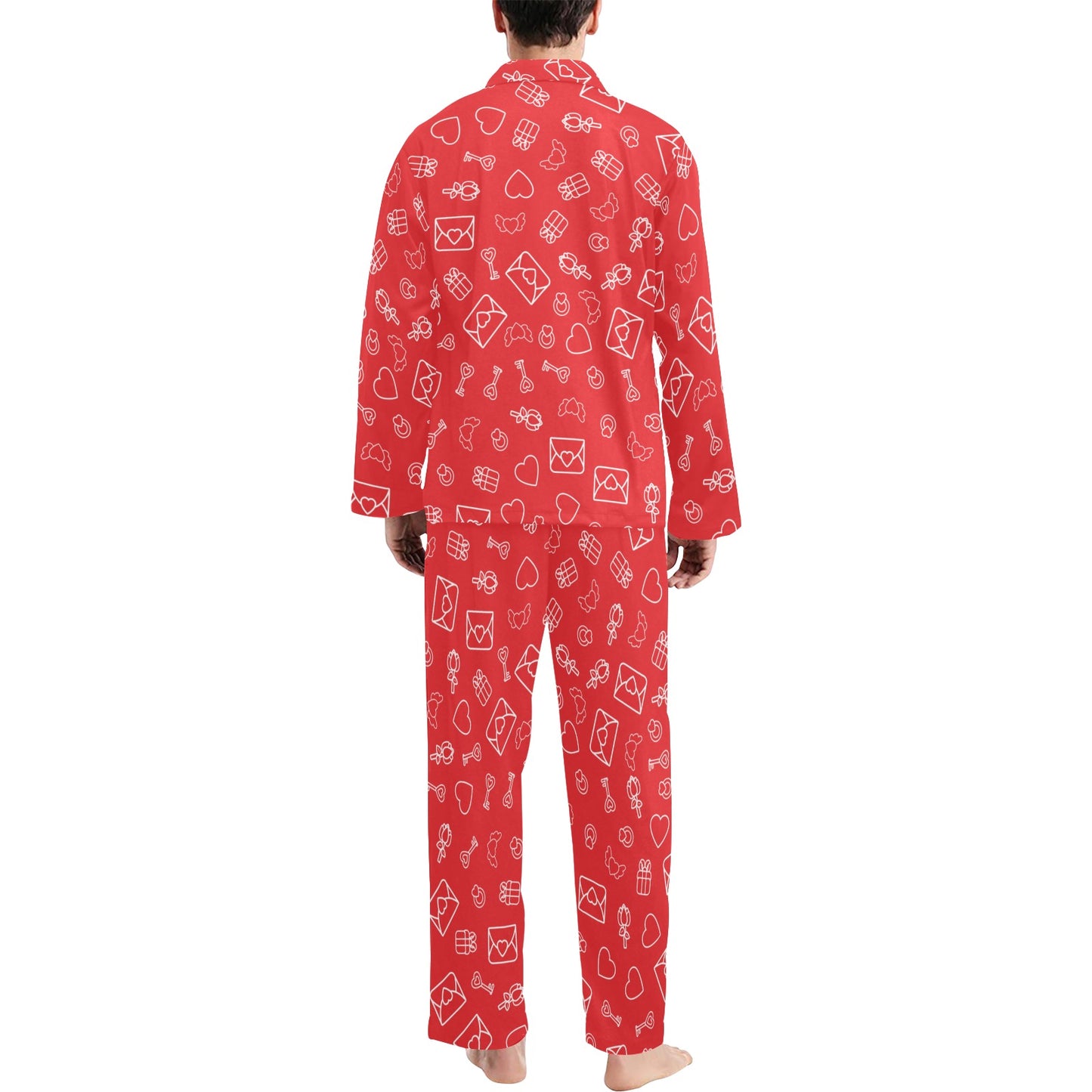 Red Love Notes Men's Long Pyjama Set