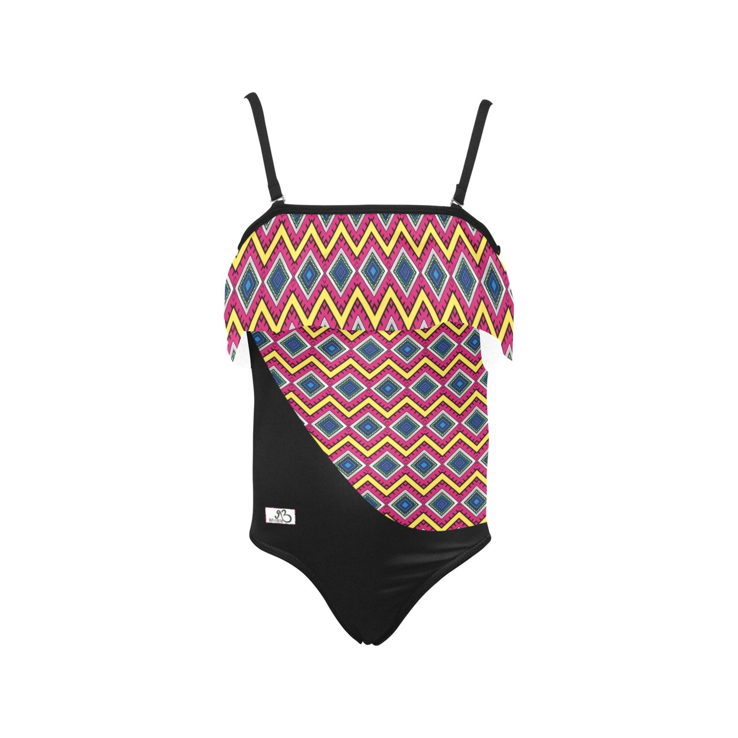AfriBix Quad Print Girls Ruffle Kids Swimsuit