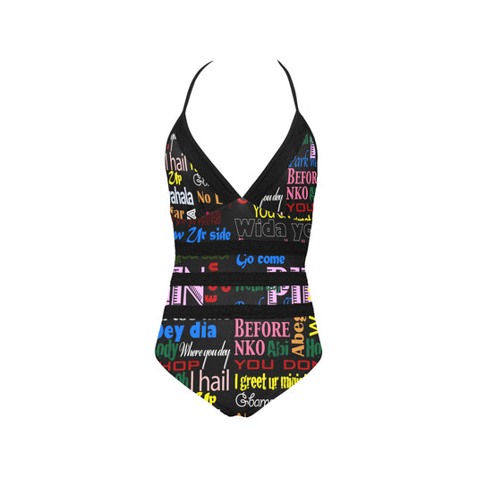AfriBix Pidgin Print Lace Embossed Swimsuit