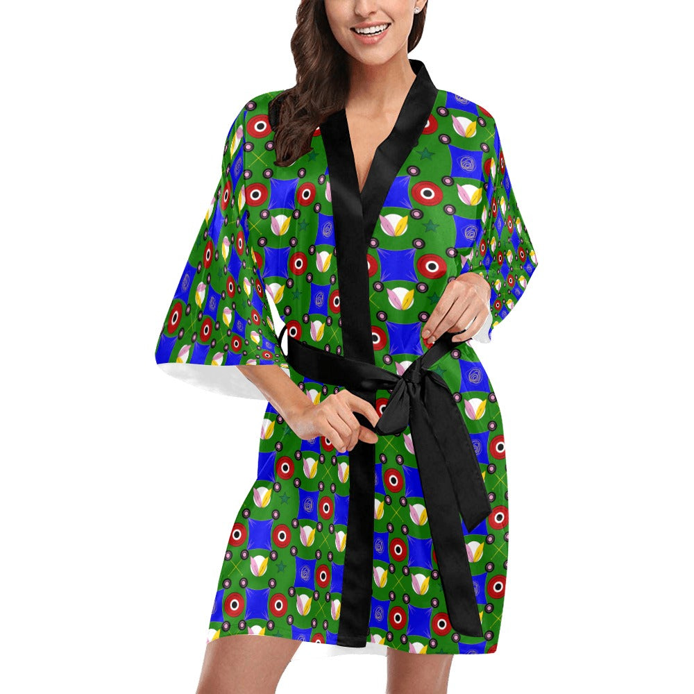 Green Ankara Inception Print Kimono Robe Coverup