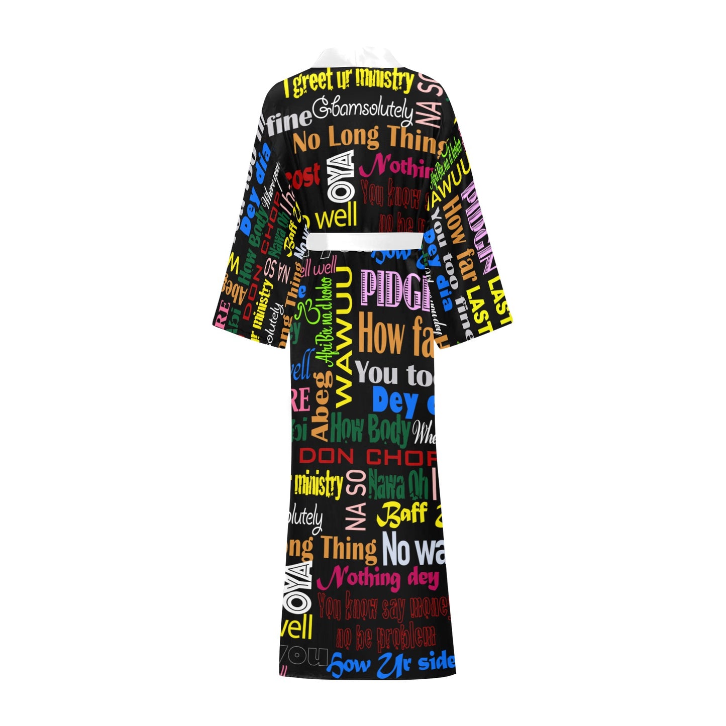 AfriBix Pidgin Print Women's Long Kimono Robe