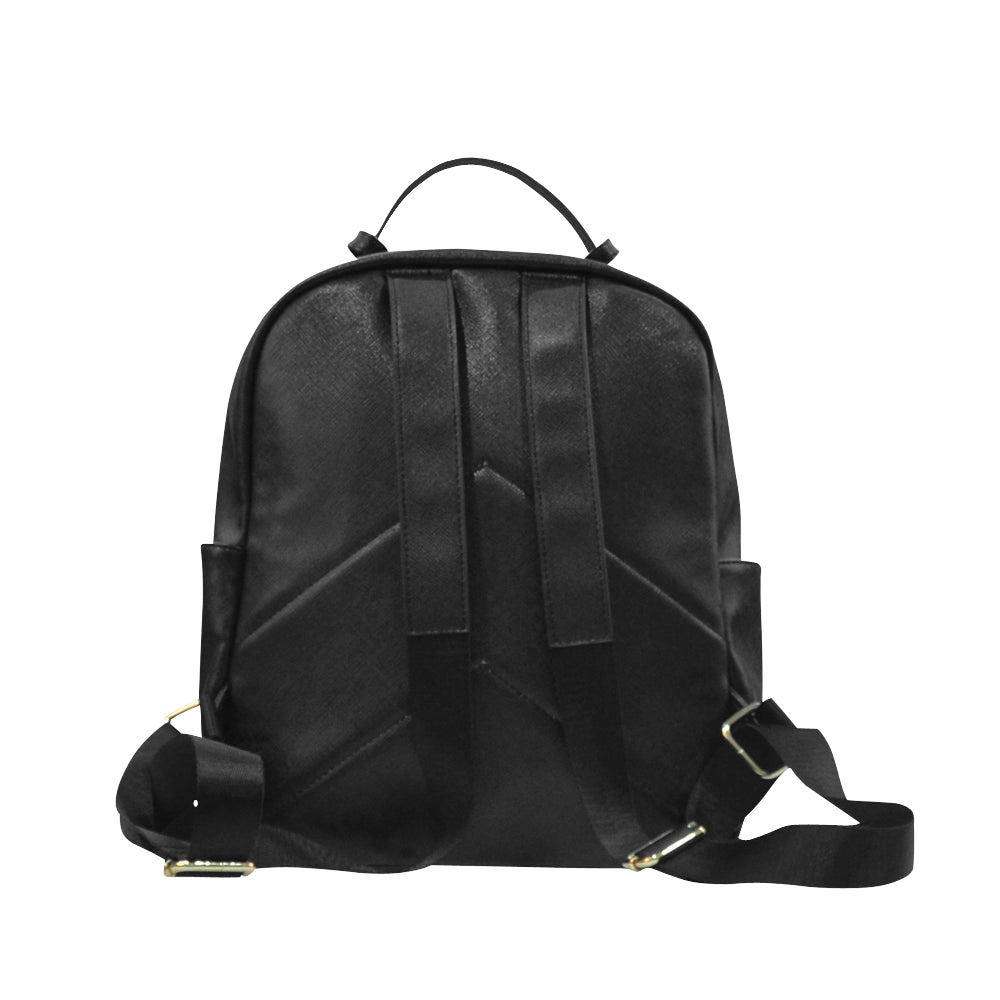 Linear Print Leather Backpack