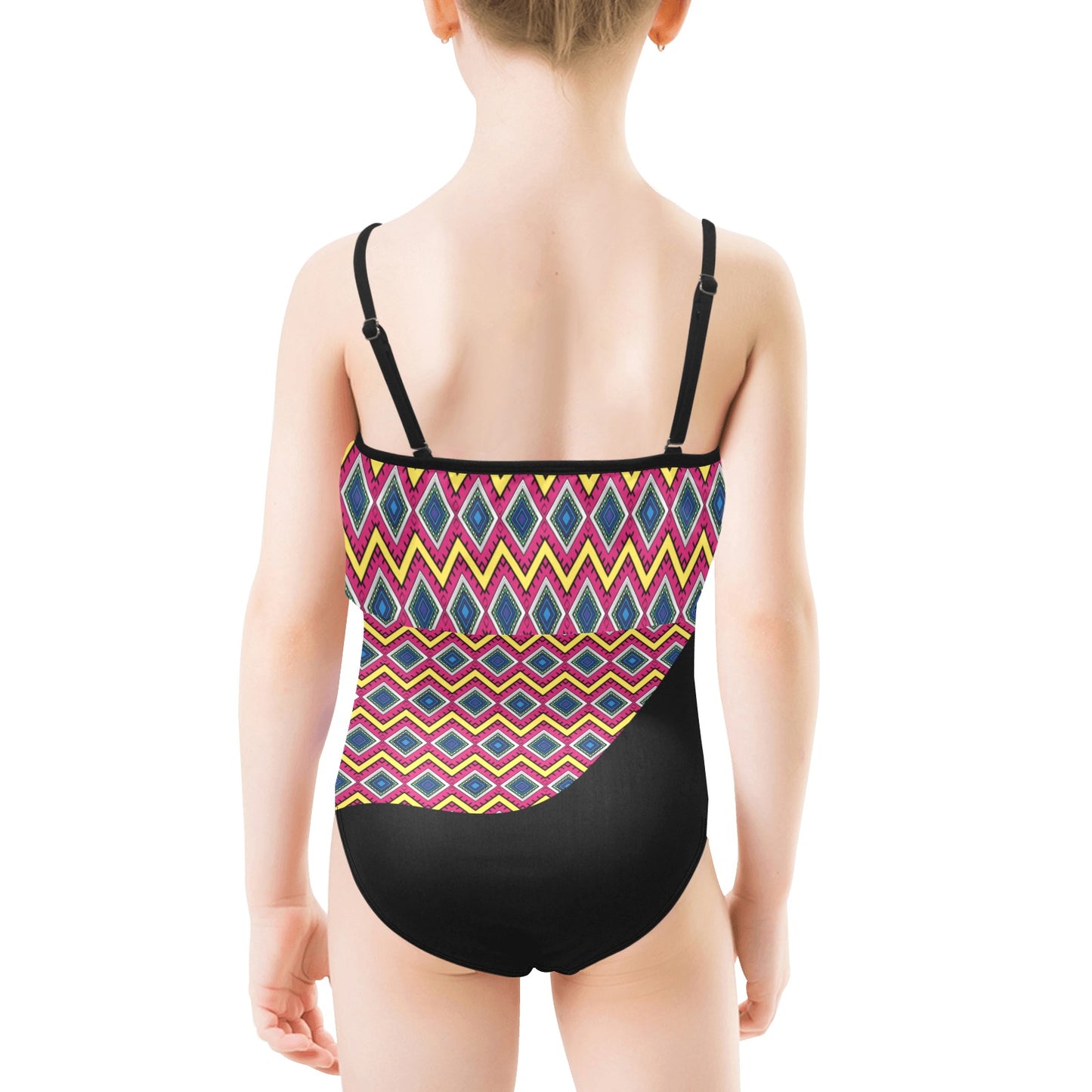 AfriBix Quad Print Girls Ruffle Kids Swimsuit