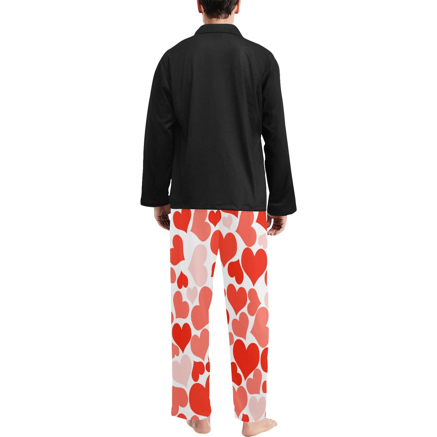 Black and Red Couples LOVE Men's Long Pyjamas Set