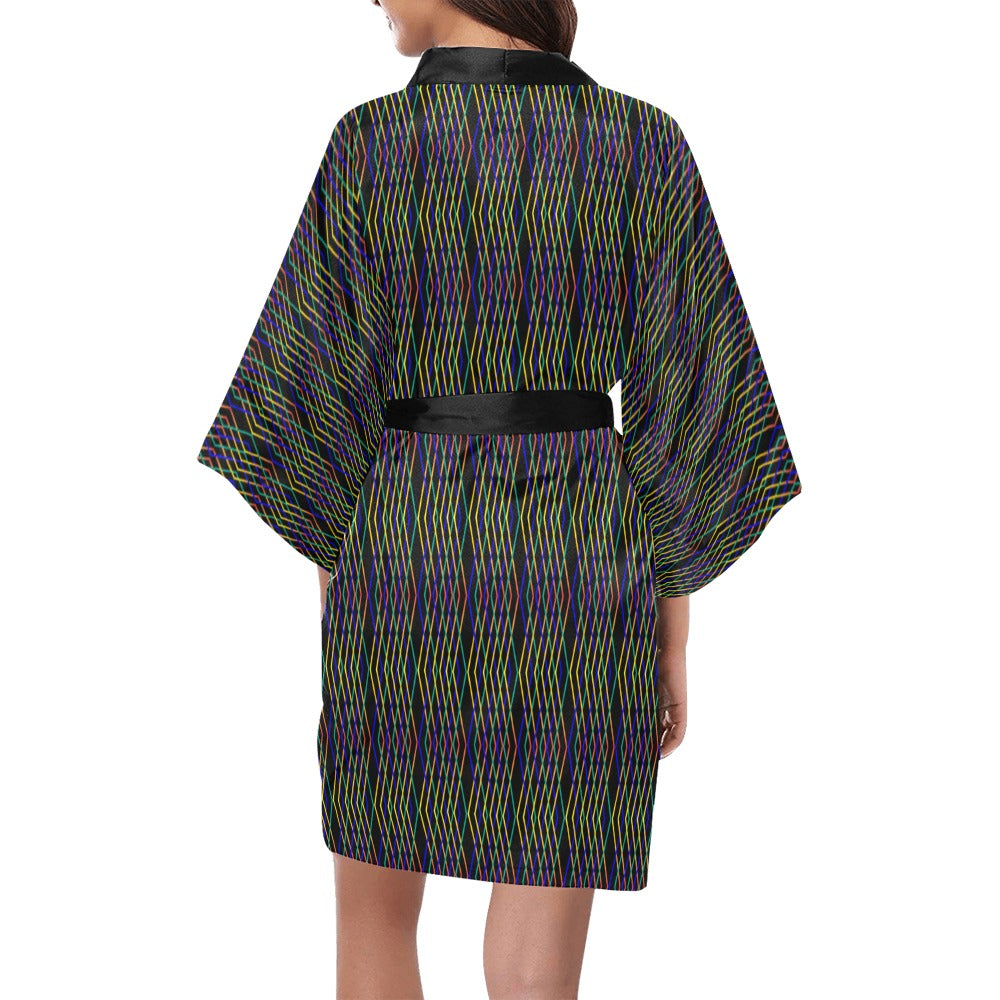 Constellation Print Black Kimono Robe Coverup