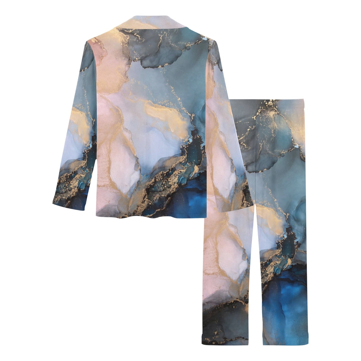 Space Galaxy Marble Print Women's Long Sleeve Loungewear Set