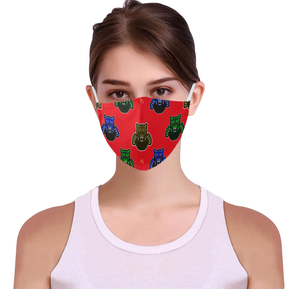 Bear Claw Print Cotton Fabric Face Mask with Filter Slot & Adjustable Strap (Pack of 5) - Non-medical use