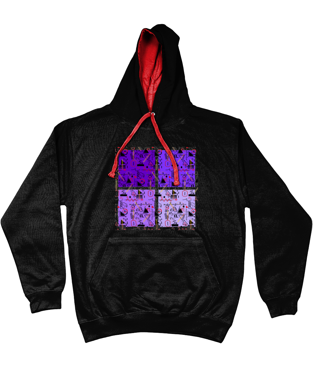 Linear Print Graphic Unisex Hoodie with a contrast hood and string