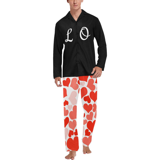 Black and Red Couples LOVE Men's Long Pyjamas Set
