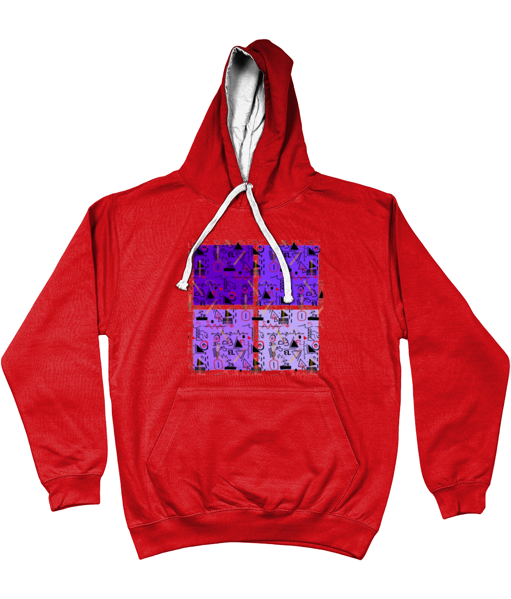 Linear Print Graphic Unisex Hoodie with a contrast hood and string