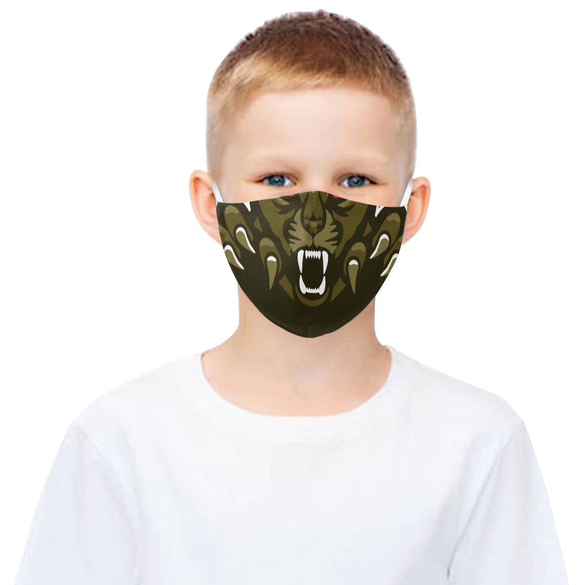 Bear Claw Mouth Cotton Fabric Face Mask with Filter Slot & Adjustable Strap (Pack of 5) - Non-medical use