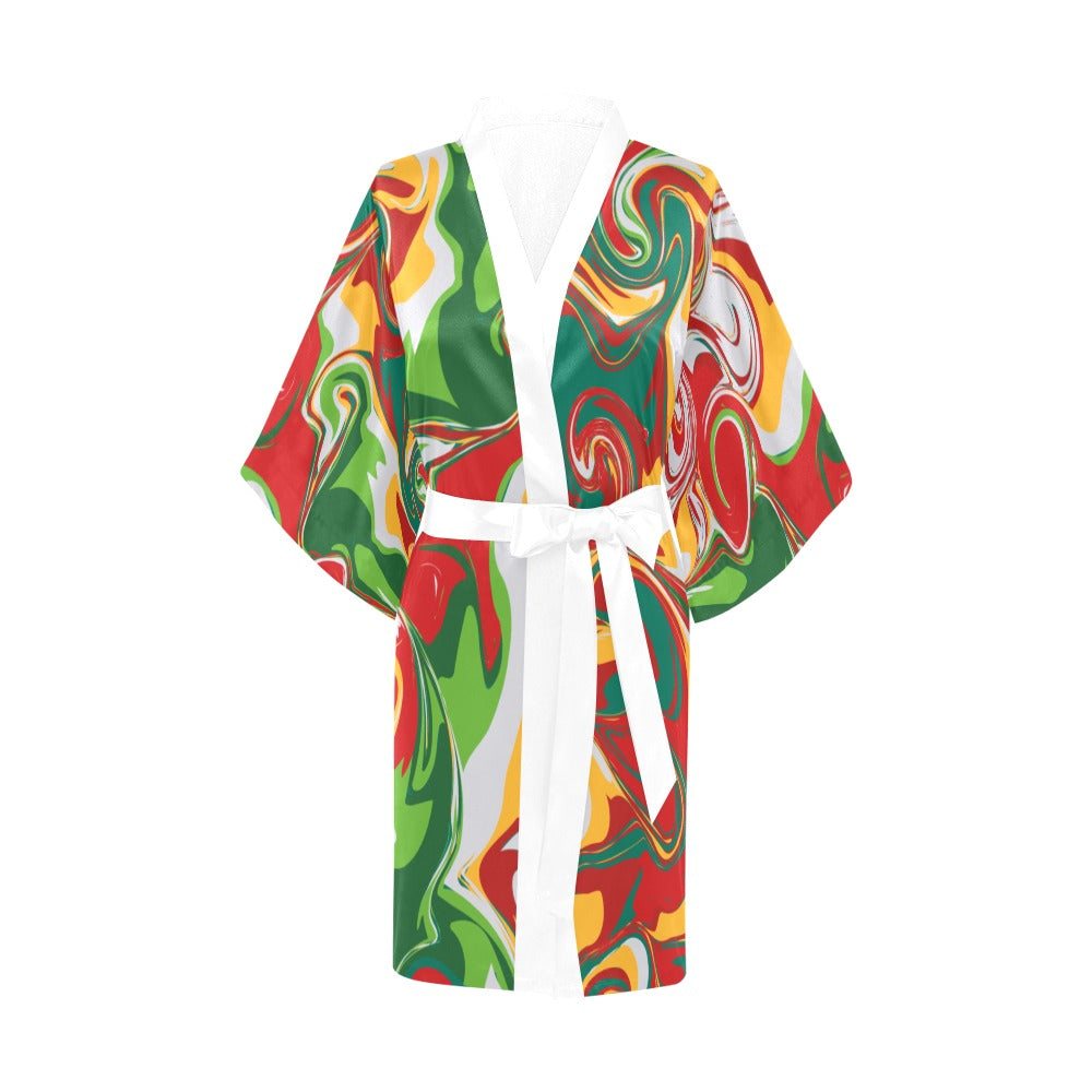 Marble Print Kimono Robe Coverup