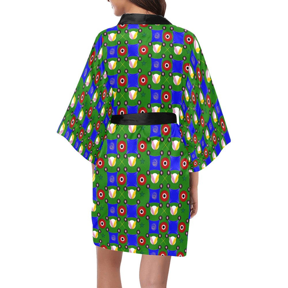 Green Ankara Inception Print Kimono Robe Coverup