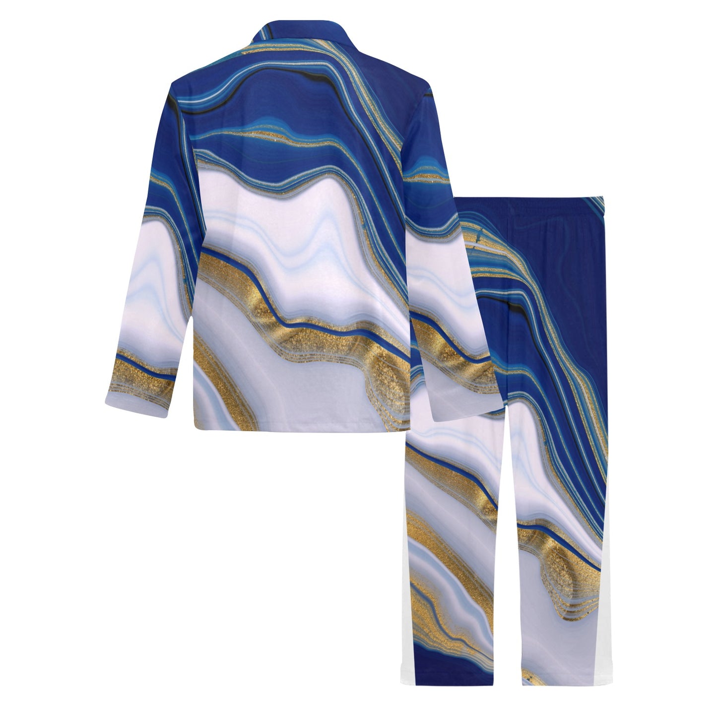 Blue Marble Galaxy Print Men's Long Sleeve Loungewear Set