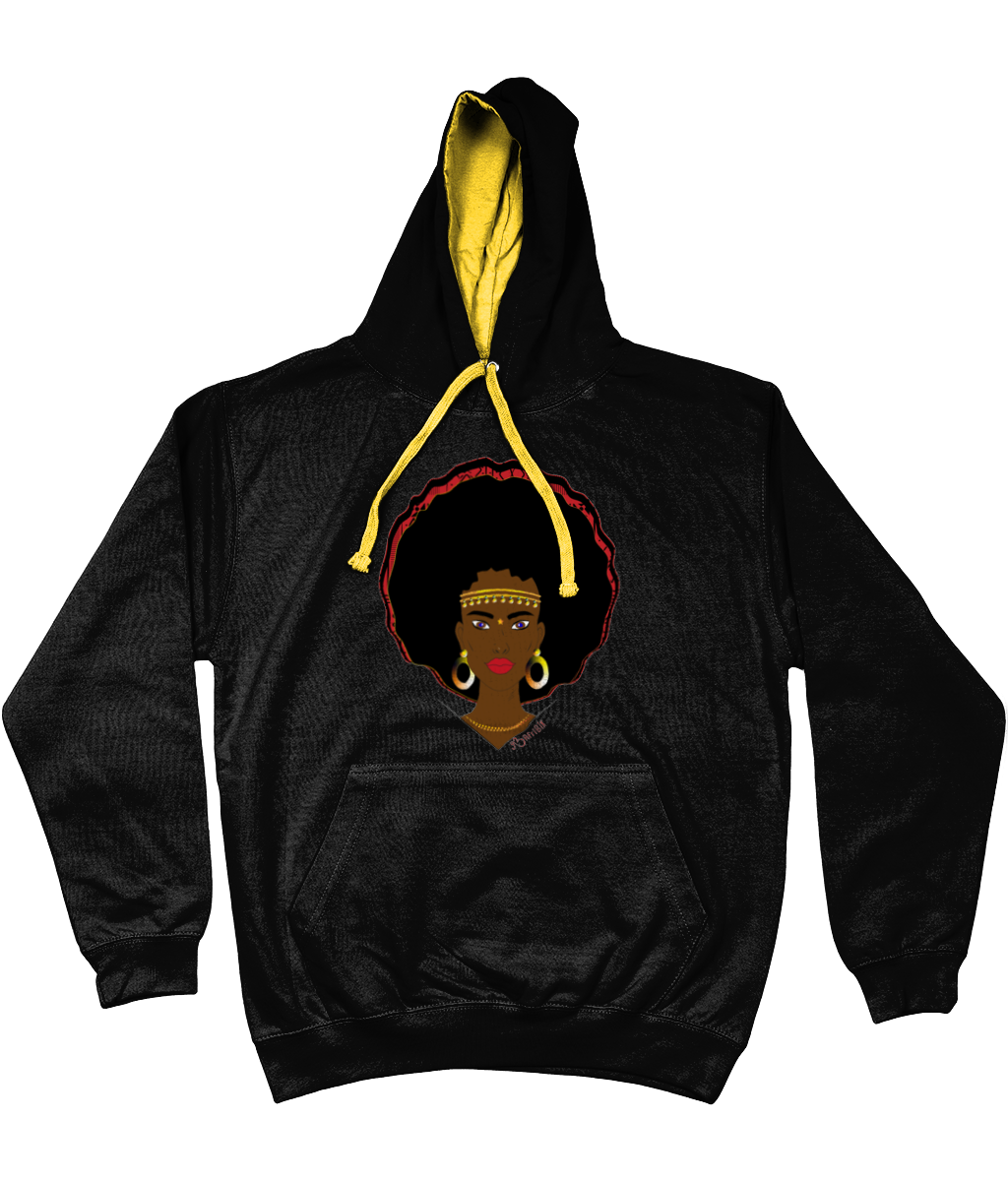 AfriBix Warrior Unisex Hoodie with a contrast hood and string