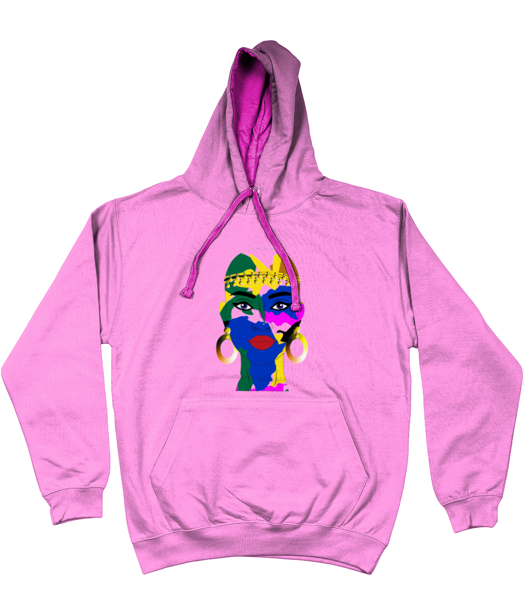 AfriBix Camo Warrior Unisex Hoodie with a contrast hood and string