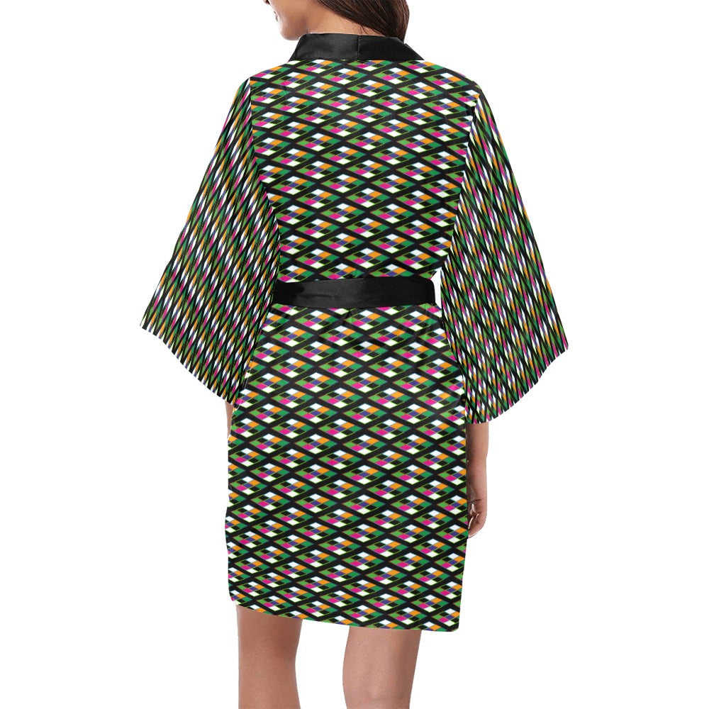 Pyramid Print Kimono Robe Coverup