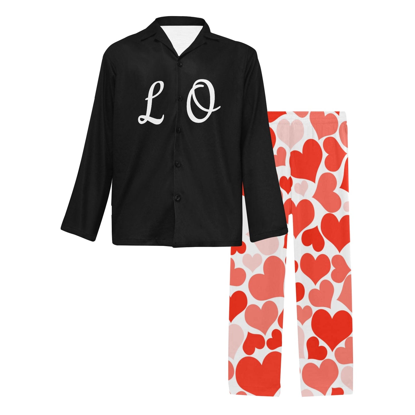 Black and Red Couples LOVE Men's Long Pyjamas Set