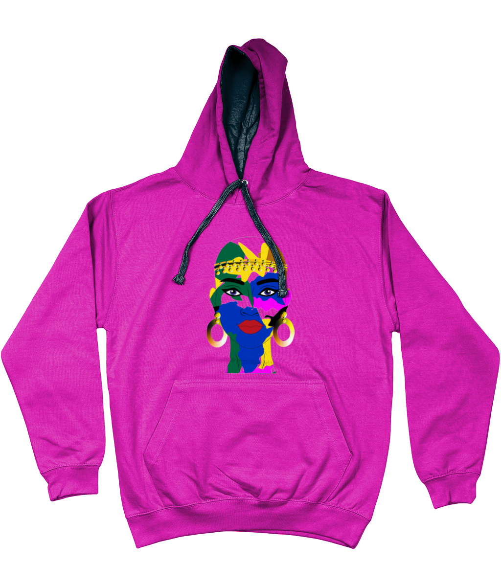AfriBix Camo Warrior Unisex Hoodie with a contrast hood and string