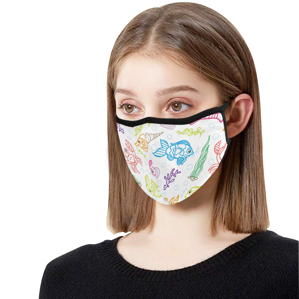 Aquarium Print Cotton Fabric Face Mask with filter slot (30 Filters Included) - Non-medical use