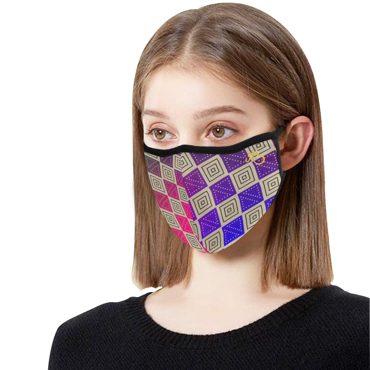 Box Print Cotton Fabric Face Mask with filter slot (30 Filters Included) Non-medical use