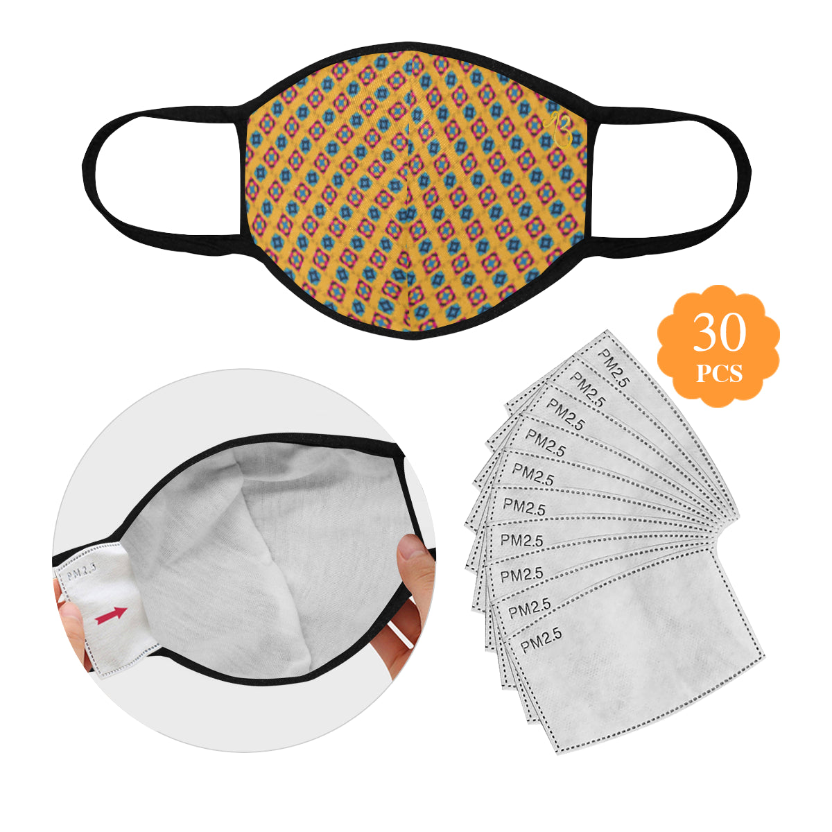 Alternate Print Cotton Fabric Face Mask with filter slot (30 Filters Included) - Non-medical use